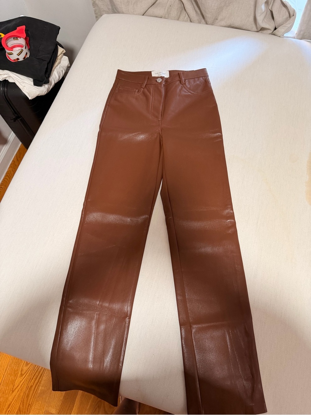 Wilfred Brown Vegan Leather Straight-Leg Pants